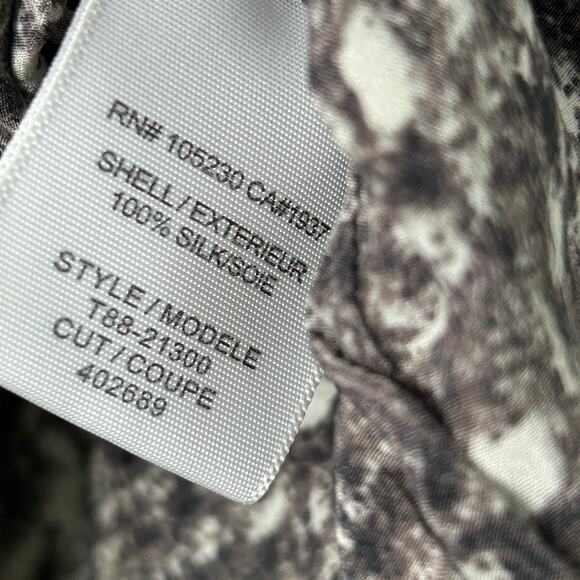 Joie Louvre Printed Silk Blouse Gray Abstract Surplice Peplum Size Large - Picture 8 of 10